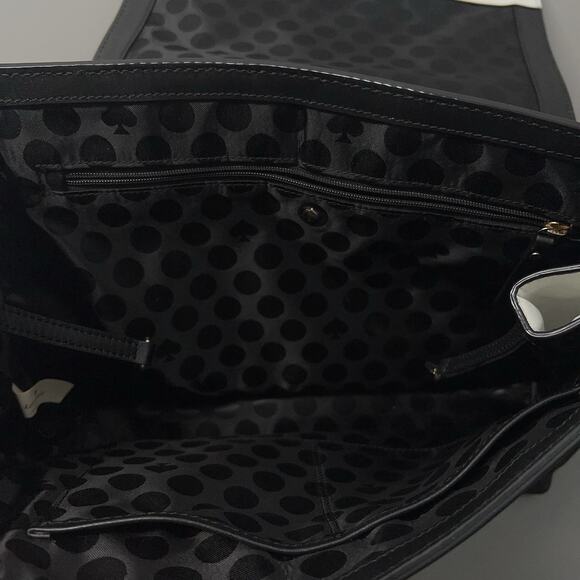 Kate Spade Magnolia Park Large Laurel Satchel Snake Embossed Leather Black White - Picture 10 of 16